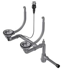 Арматура для двухчашевых моек Omoikiri WK-2-R-IN-A 4956506 с круглыми переливами и клапаном-автомат