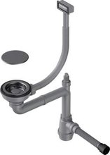 Арматура для одночашевых моек Omoikiri WK-1C-GM 4956474 с прямоугольным переливом, воронёная сталь, gunmetal