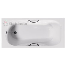 Ванна чугунная Goldman Donni, 180 х 80 см, с отверстиями для ручек, белая, DN18080H