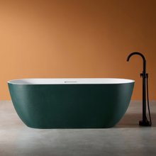 Ванна из искусственного камня Abber Frankfurt 170 х 75 см, белая/темно-зеленая матовая, AM9941MBG