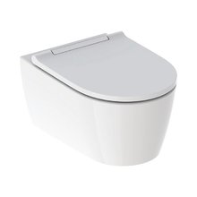 Подвесной безободковый унитаз Geberit One, с технологией смыва TurboFlush, крышка микролифт с белой вставкой, 500.201.01.1