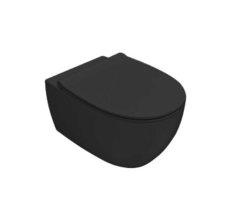 Подвесной унитаз безободковый Globo 4All MDS03.AR 36 х 54 см, черный (Nero opaco)