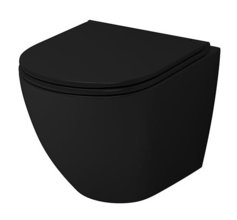 Подвесной унитаз Grossman GR-4455BMS, черный матовый, безободковый, с крышкой-сиденьем Soft-Close