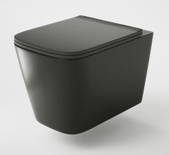 Подвесной безободковый унитаз Grossman, крышка тонкая микролифт, черный матовый, GR-4441BMS