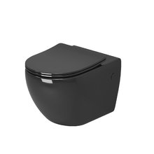Унитаз подвесной Grossman, безободковый, крышка тонкая микролифт, черный, GR-4411blackS