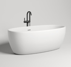 Ванна Salini Luce, 170 х 85 см, из искусственного камня S-Stone, белый матовый, покраска по RAL снаружи, 100121MRH