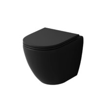 Подвесной унитаз Grossman Торнадо, безободковый, смыв Торнадо, крышка тонкая микролифт, черный матовый, GR-4455BMSQ