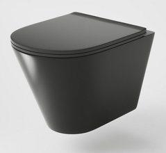Подвесной безободковый унитаз Grossman 36 x 48 см, крышка тонкая микролифт, черный матовый, GR-4477BMS
