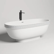 Ванна Salini Greca Meander 180 x 80 х 61 см, из искусственного камня S-Stone, белый матовый, покраска по RAL снаружи, 103021MRH