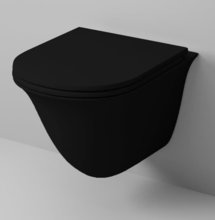 Подвесной безободковый унитаз Grossman, черный матовый, крышка тонкая микролифт, GR-4412BMS