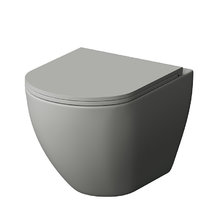 Подвесной унитаз Grossman, крышка тонкая микролифт, безободковый, серый матовый, GR-4455GMS