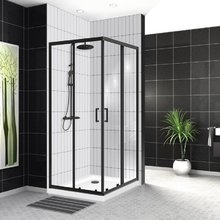 Душевой уголок BelBagno Uno-195, 90 х 90 х 195 см, профиль черный матовый, стекло прозрачное, UNO-195-A-2-90-C-NERO