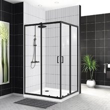 Душевой уголок BelBagno Uno-195, 120 х 90 х 195 см, профиль черный матовый, стекло прозрачное, UNO-195-AH-2-120/90-C-NERO