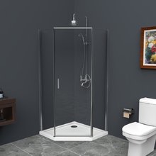 Душевой уголок BelBagno UNO-195, 90 х 90 х 195 см, стекло прозрачное, профиль хром, UNO-195-P-1-90-C-Cr