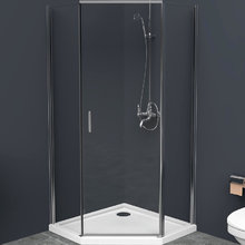 Душевой уголок BelBagno Uno-195, 100 х 100 см, стекло прозрачное, профиль хром, UNO-195-P-1-100-C-Cr