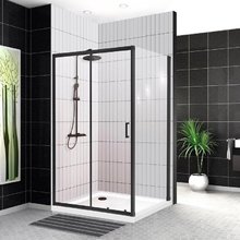 Душевой уголок BelBagno Uno-195, 120 х 80 см, стекло прозрачное, профиль черный, UNO-195-AH-1-120/80-C-NERO