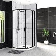 Душевой уголок BelBagno Uno-195, 90 х 90 х 195 см, профиль черный матовый, стекло прозрачное, UNO-195-R-2-90-C-NERO