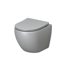 Подвесной унитаз Grossman Color GR-4455GLMS, безободковый, крышка тонкая микролифт, светло-серый матовый