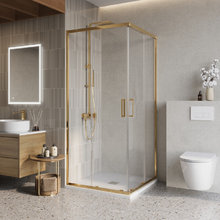 Душевой уголок BelBagno Luce LUCE-A-2-90-C-ORO, 90 х 90 см, стекло прозрачное, профиль золото