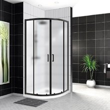 Душевой уголок BelBagno Uno-195, 90 х 90 см, стекло рифленое, профиль черный, UNO-195-R-2-90-P-NERO
