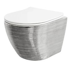 Подвесной безободковый унитаз Grossman, крышка тонкая микролифт, серебро, GR-4455SWS