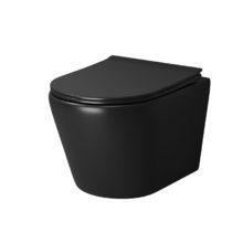 Подвесной унитаз Grossman Fly, безободковый, крышка тонкая микролифт, черный матовый, GR-4478BMS