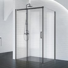Душевой уголок BelBagno Acqua, 150 х 90 х 195 см, стекло прозрачное, профиль черный матовый, ACQUA-AH-1-150/90-C-NERO