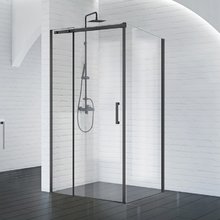 Душевой уголок BelBagno Acqua, 120 х 90 х 195 см, стекло прозрачное, профиль черный матовый, ACQUA-AH-1-120/90-C-NERO