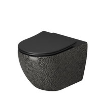 Унитаз подвесной Grossman, безободковый, крышка тонкая микролифт, черный с текстурой крокодила, GR-4411BBLS