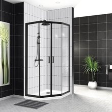 Душевой уголок BelBagno UNO-195, 90 х 90 х 195 см, стекло прозрачное, профиль черный матовый, UNO-195-P-2-90-C-NERO