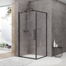 Душевой уголок Black&White Stellar Wind S877 Black, 90 x 90 см, стекло прозрачное, профиль черный матовый, 8779090