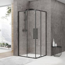 Душевой уголок Black&White Stellar Wind S872 Black, 100 x 100 см, стекло прозрачное, профиль черный матовый, 8721010