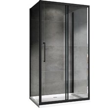 Душевой уголок Abber Schwarzer Diamant, 100 х 90 см, стекло прозрачное, профиль черный, AG30100BH-S90B-S90B