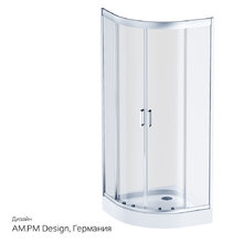 Душевой уголок Am.Pm Gem W90G-401-080WT, 80 х 80 см, профиль матовое серебро, стекло прозрачное