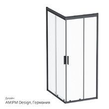 Душевой уголок Am.Pm Gem S Square, 100 x 80 см, высота 200 см, стекло прозрачное, профиль черный матовый, W93G-404-100280-BT