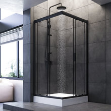 Душевой уголок Am.Pm Gem 90 х 90 см, профиль черный матовый, стекло прозрачное, W90G-403-090BT