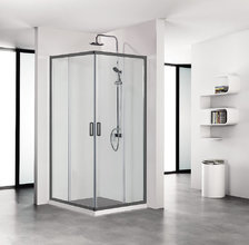 Душевой уголок Aquatek 100 x 100 см, квадратный, стекло прозрачное, профиль черный, AQ ARI KV 10020BL