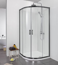 Душевой уголок Aquatek 100 x 100 см, четверть круга, стекло прозрачное, профиль черный, AQ ARI RO 10020BL