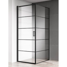 Душевой уголок Aquame, 80 х 80 см, стекло прозрачное c рисунком, профиль черный матовый, левый/правый, AQM5215-LH-8/AQM5215-RH-8