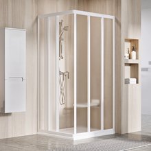 Душевой уголок Ravak Supernova ASRV3 + ASRV3, 80 x 90 см, профиль белый, витраж грейп, 15V40102ZG/15V70102ZG