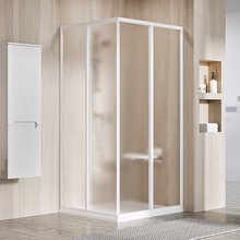 Душевой уголок Ravak Supernova SRV2-S+SRV2-S, 90 x 100 см, профиль белый, витраж грейп, 14V70102ZG/14VA0102ZG