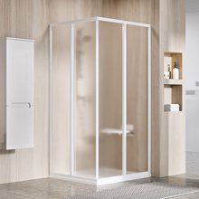 Душевой уголок Ravak Supernova SRV2-S + SRV2-S, 80 х 80 см, профиль белый, витраж грейп, 14V40102ZG/14V40102ZG