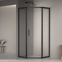 Душевой уголок RGW Passage PA-86, 100 х 100 см, стекло прозрачное, профиль черный, 38088600-14