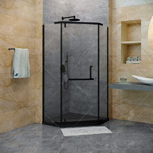 Душевой уголок RGW Hotel HO-081 B, 90 х 90 x 195 см, 350608199-14, трапеция, дверь распашная, стекло прозрачное, черный, с полотенцедержателем