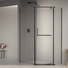 Душевой уголок RGW PA-091B, 100 х 120 см, с полотенцедержателем, стекло прозрачное, профиль черный, 35089102-14