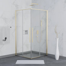 Душевой уголок RGW SV-31G, 90 х 90 см, стекло прозрачное, профиль брашированное золото, 32323199-16