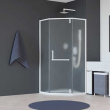 Душевой уголок RGW Hotel HO-084W, 100 х 100 x 195 см, трапеция, дверь распашная, стекло матовое, профиль белый, 350608400-25