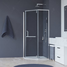 Душевой уголок RGW Hotel HO-084, 350608400-11, 100 х 100 x 195 см, трапеция, дверь распашная, стекло прозрачное, хром