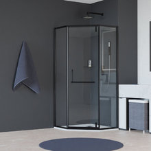 Душевой уголок RGW Hotel HO-084-B 350608400-14, 100 х 100 см, стекло прозрачное, профиль черный