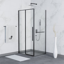 Душевой уголок RGW SV-42-1B (SV-12B + Z-060-2B), 110 х 80 см, стекло прозрачное, профиль черный, 323242118-014